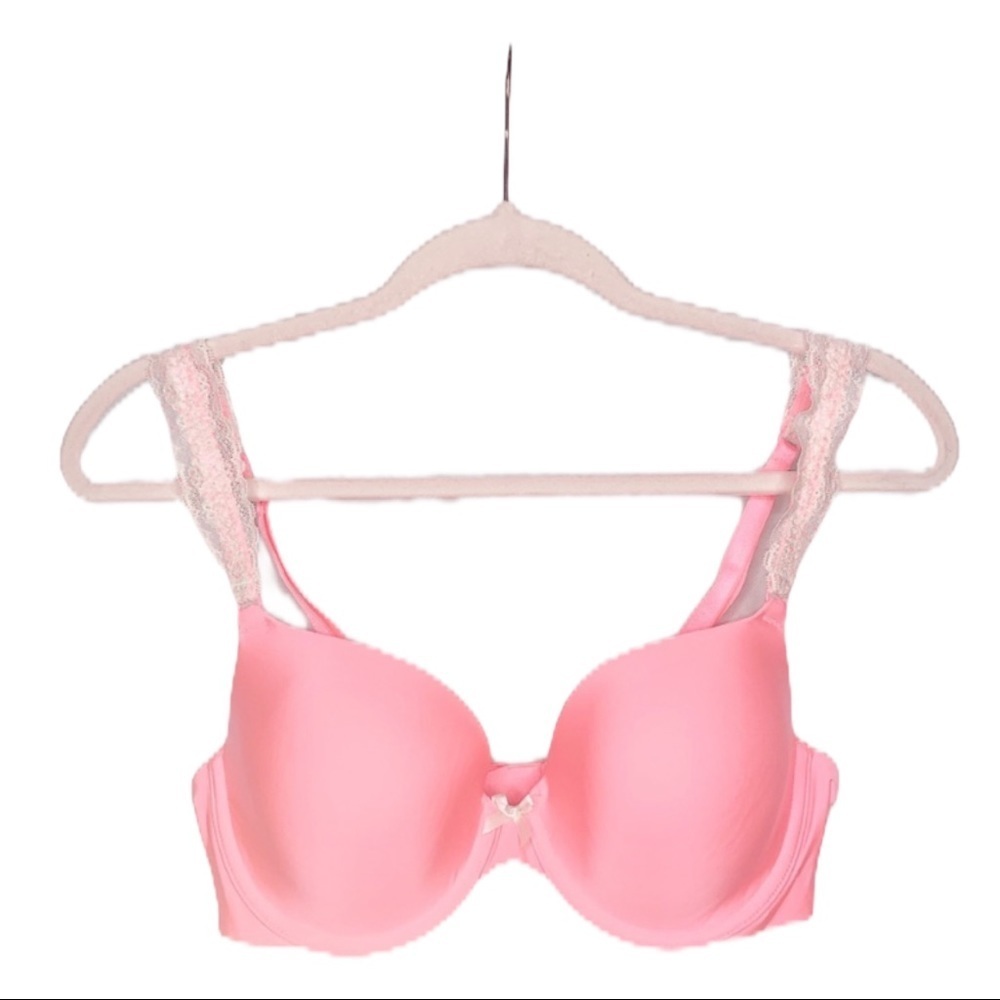 VICTORIA’S SECRET Coral Lace Strap Demi Buste Bra 36C